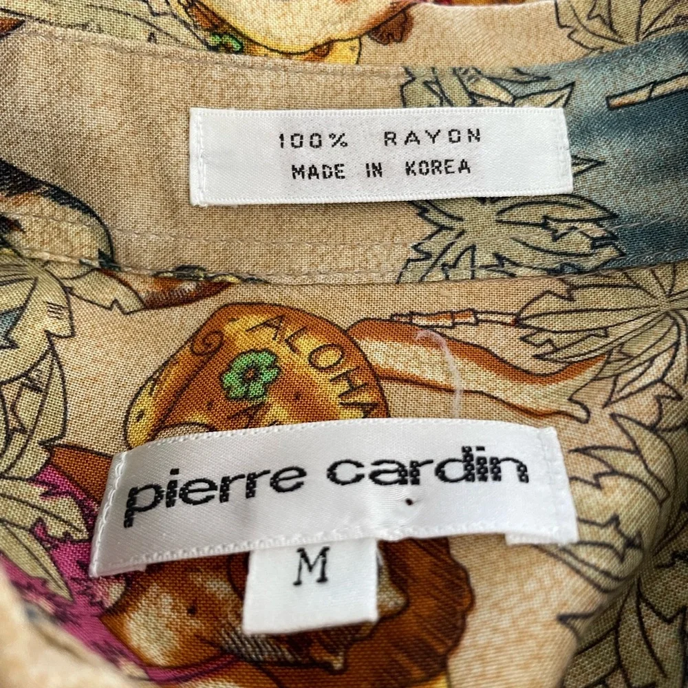 Pierre Cardin Vintage Tropical Print‎ Casual Button Down Camp Shirt, Medium